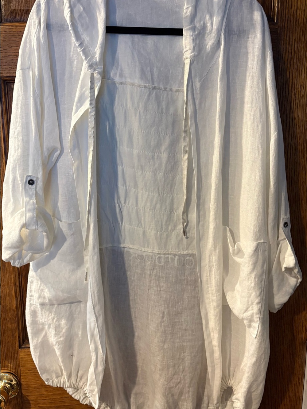 Lightweight White Hooded Tunic Cardigan